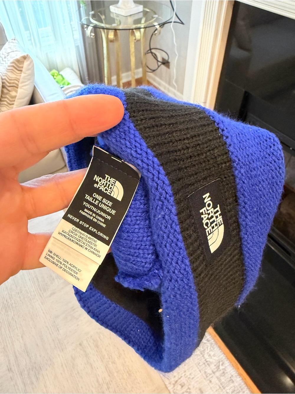 The North Face Blue Knit hat with Black Accent